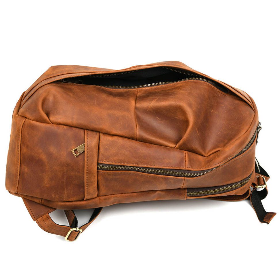Men's leather city backpack red Crazy Horse RB-7340-3md TARWA