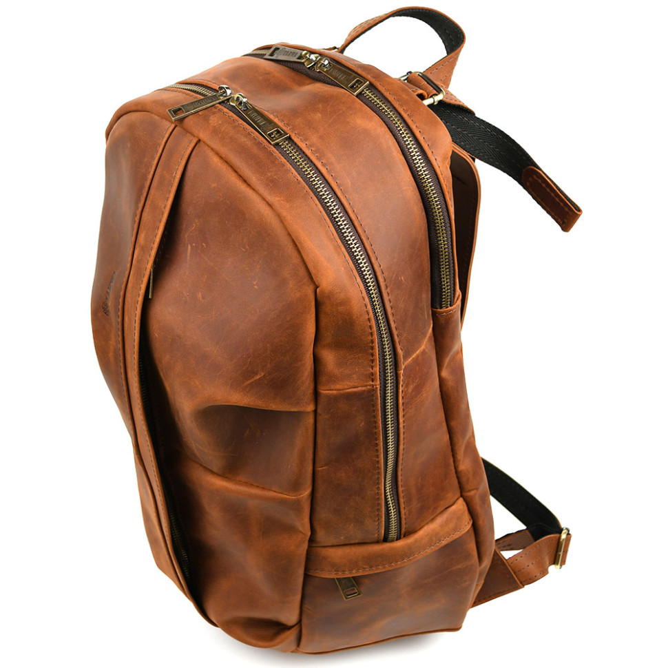 Men's leather city backpack red Crazy Horse RB-7340-3md TARWA