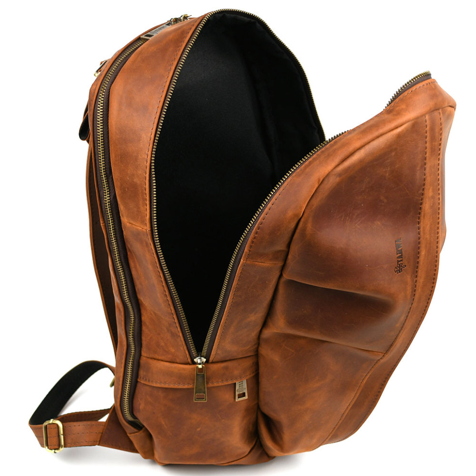 Men's leather city backpack red Crazy Horse RB-7340-3md TARWA