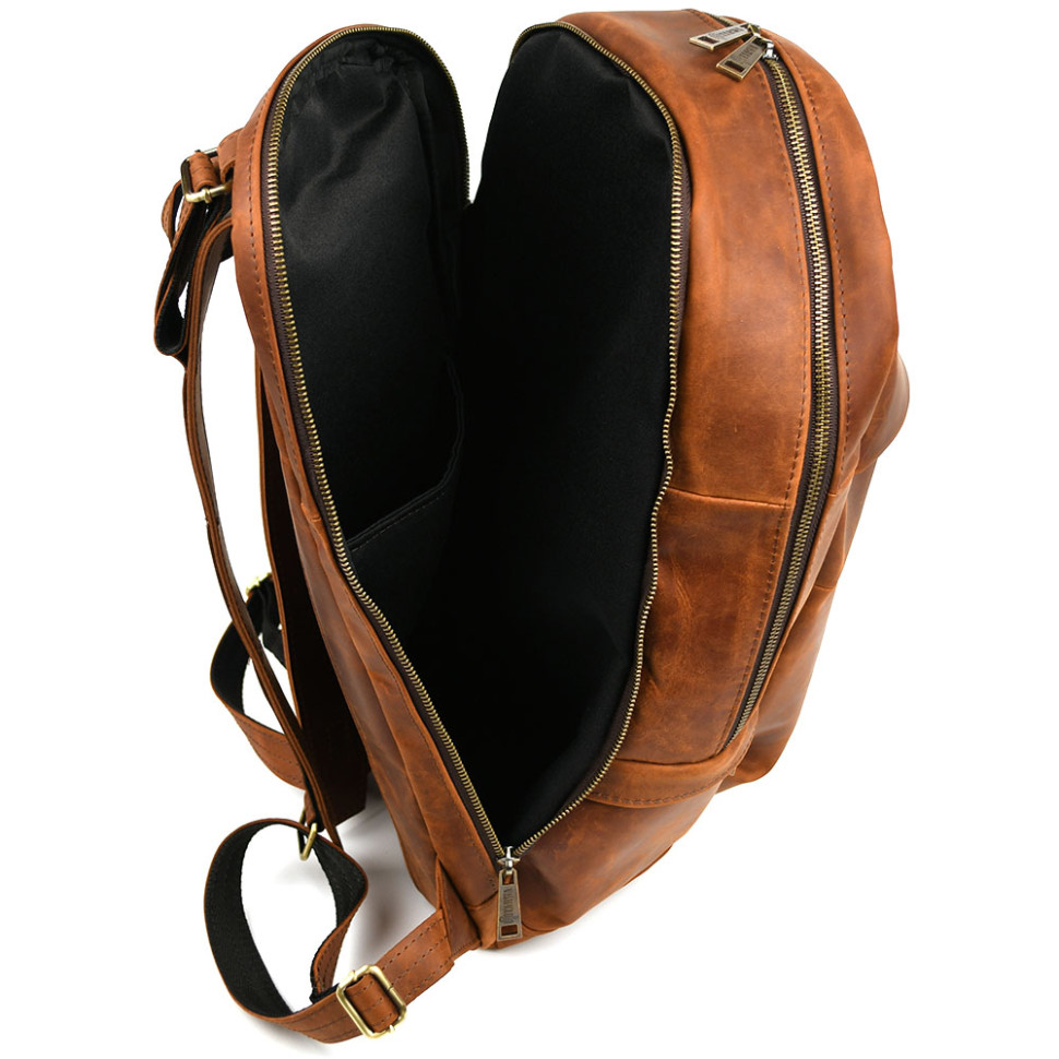 Men's leather city backpack red Crazy Horse RB-7340-3md TARWA