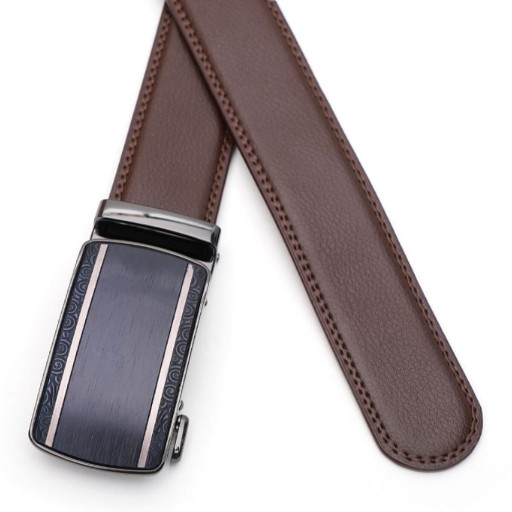 Шкіряний чоловічий ремінь із пряжкою автомат V1GKX27-brown