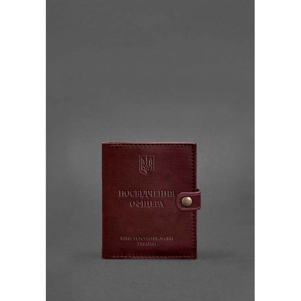 Кожаная обложка-портмоне для удостоверения офицера 11.0 бордовая