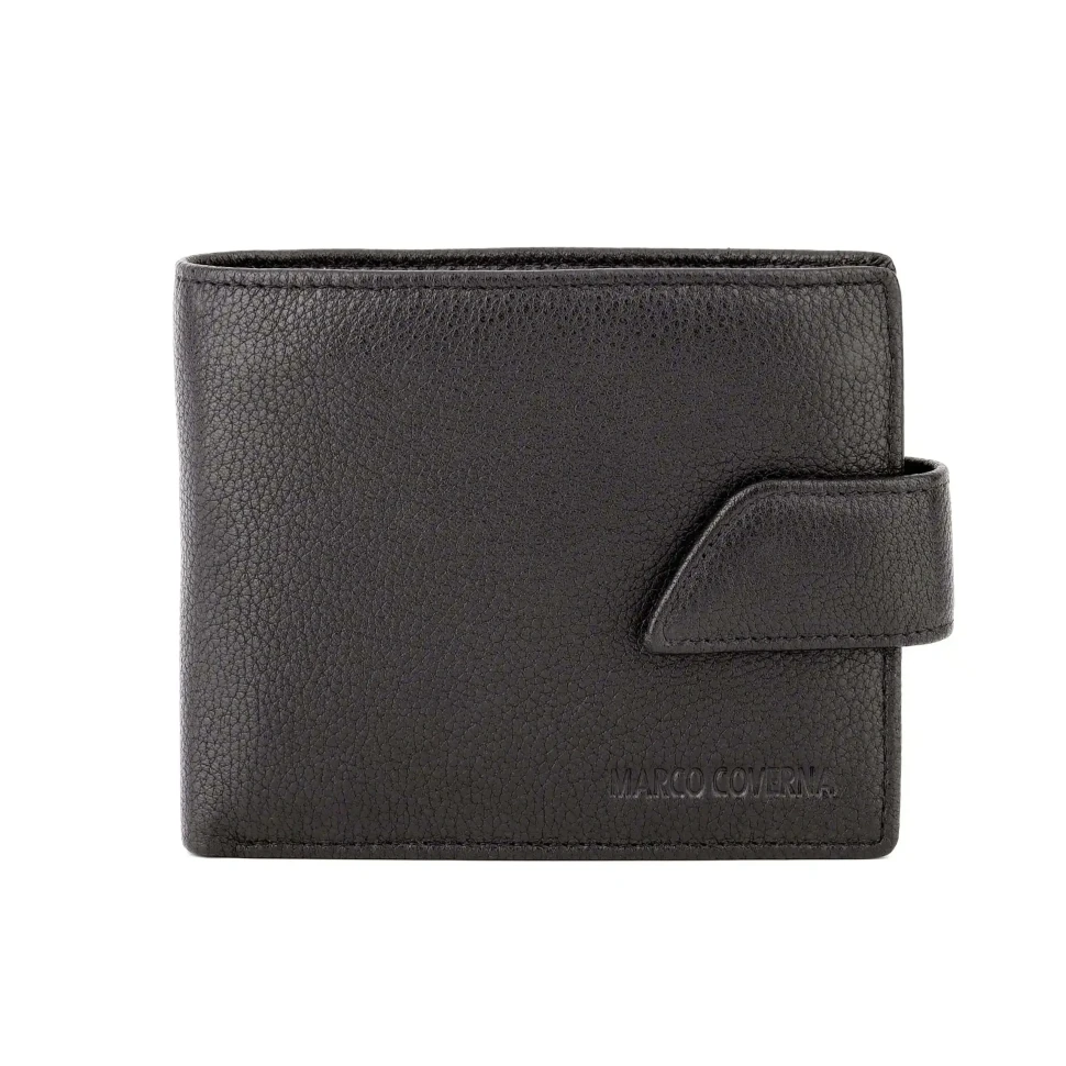 Чёрный мужской кожаный кошелёк Marco Coverna B005-801 Black