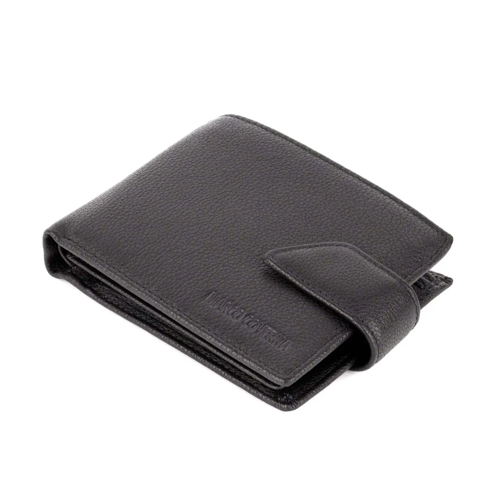Чёрный мужской кожаный кошелёк Marco Coverna B005-801 Black