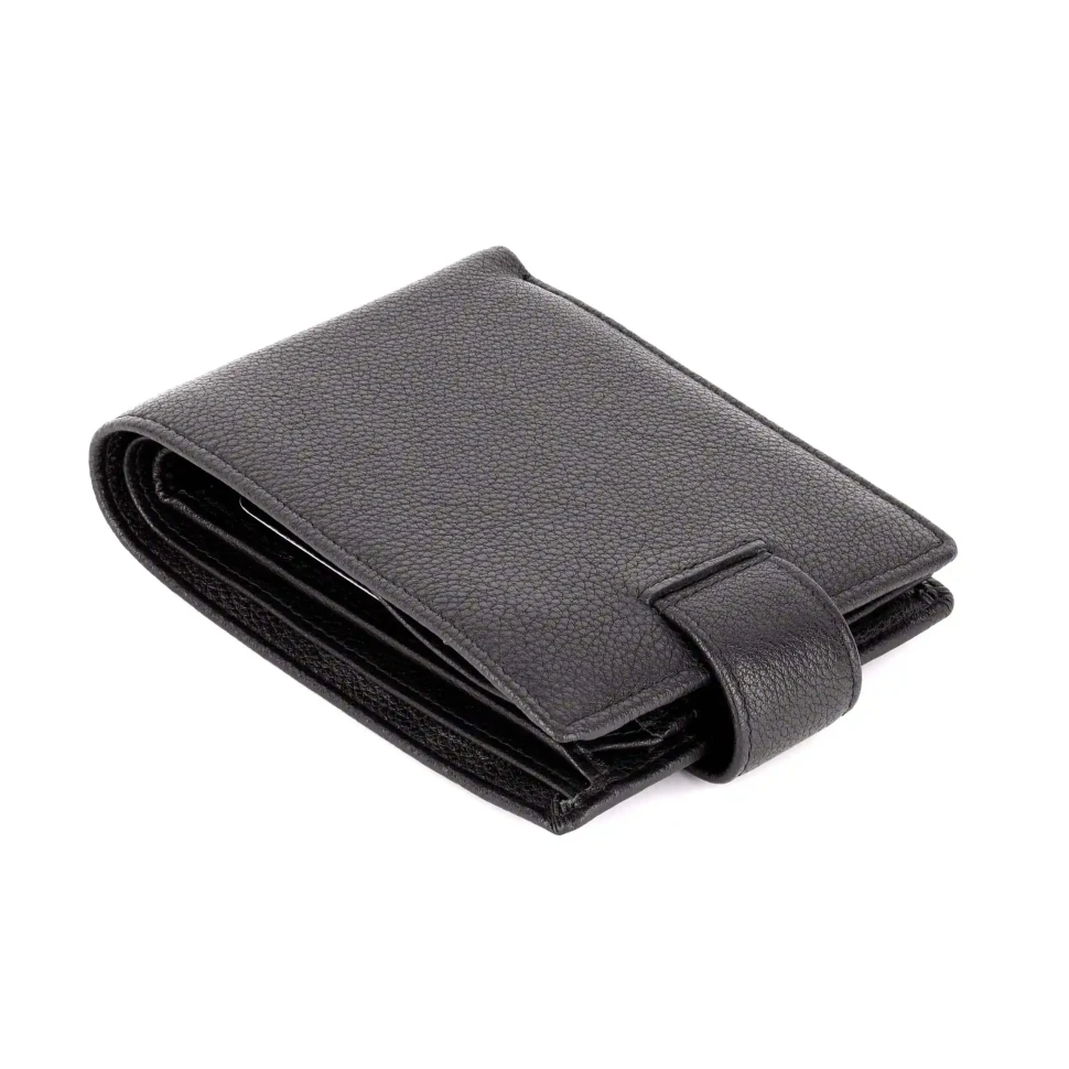 Чёрный мужской кожаный кошелёк Marco Coverna B005-801 Black