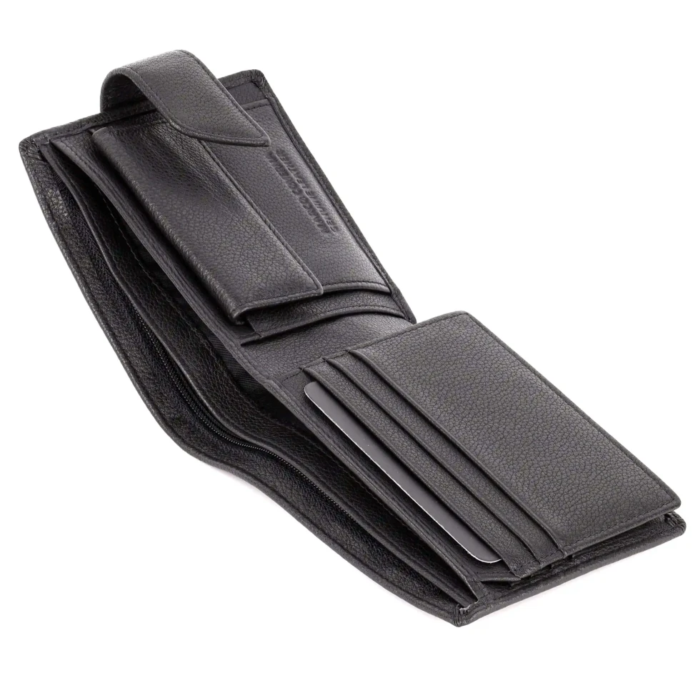 Чёрный мужской кожаный кошелёк Marco Coverna B005-801 Black