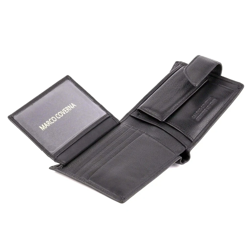 Чёрный мужской кожаный кошелёк Marco Coverna B005-801 Black