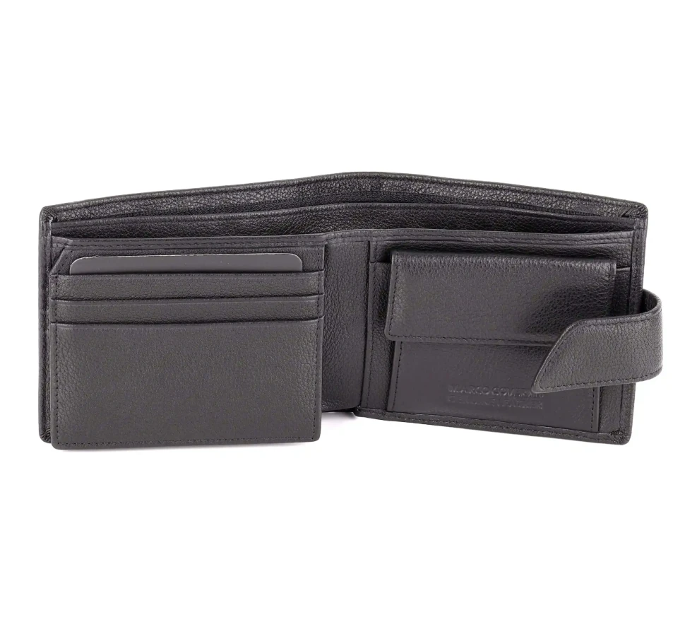 Чёрный мужской кожаный кошелёк Marco Coverna B005-801 Black