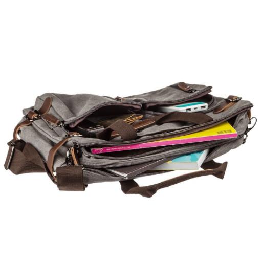 Сумка-трансофрмер текстильна велика Vintage 20151 Сіра