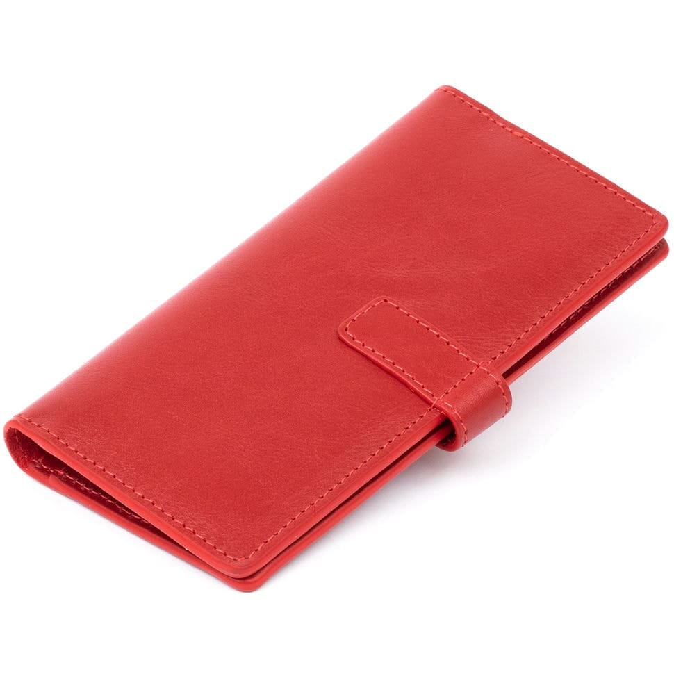 Вертикальний жіночий гаманець глянсовий Anet на кнопці GRANDE PELLE 11325 Червоний