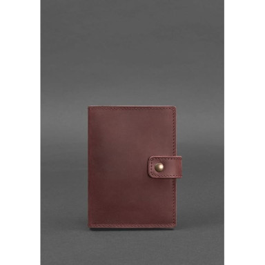 Leather passport cover 5.0 (with window) burgundy Crazy Horse