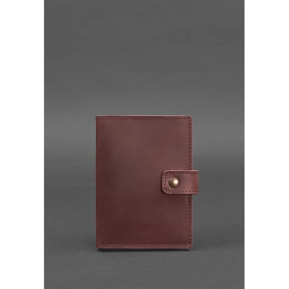 Шкіряна обкладинка для паспорта 5.0 (з віконцем) бордова Crazy Horse