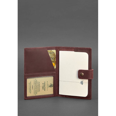 Leather passport cover 5.0 (with window) burgundy Crazy Horse