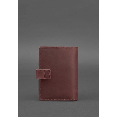 Leather passport cover 5.0 (with window) burgundy Crazy Horse