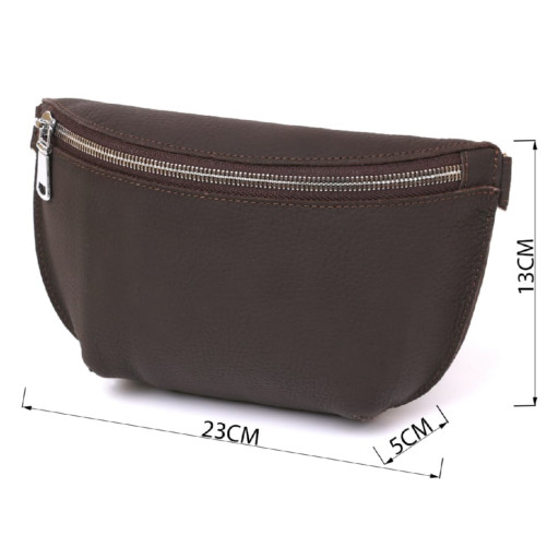 Шкіряна матова бананка Shvigel 16381 Коричневий