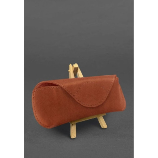 Шкіряний чохол для окулярів із клапаном на магніті Світло-коричневий Crazy Horse