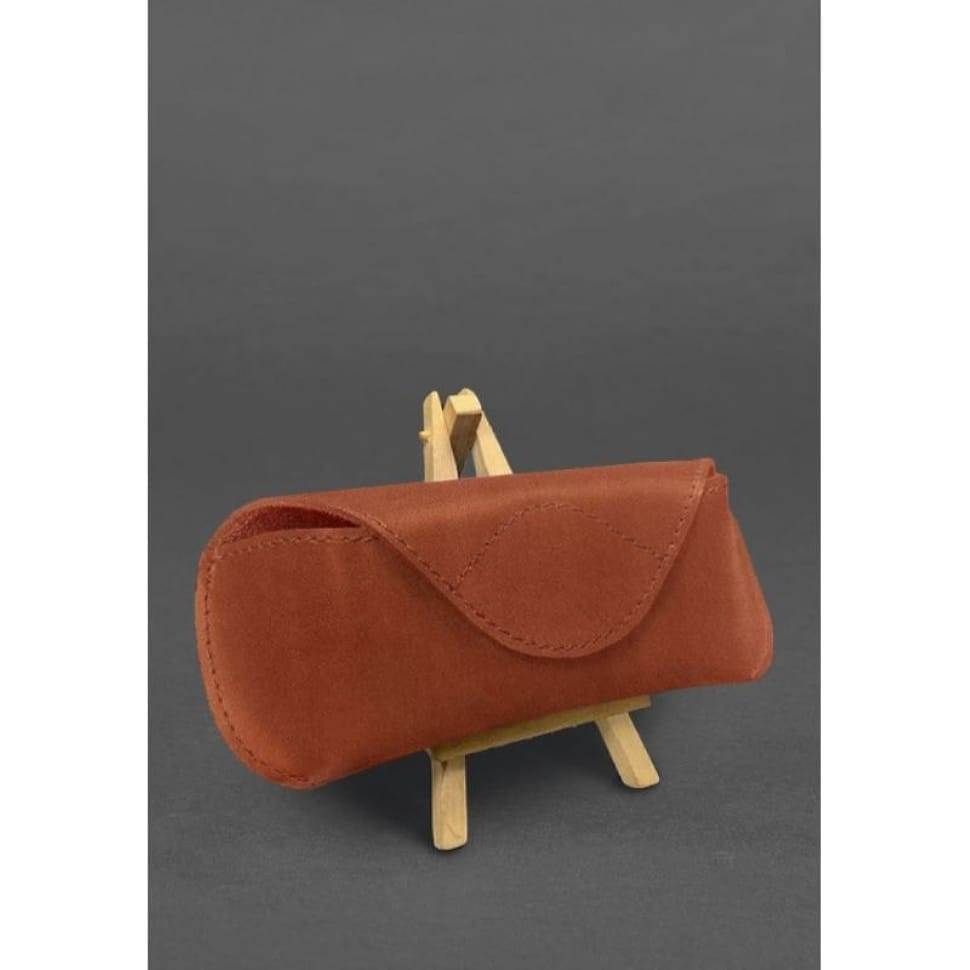 Шкіряний чохол для окулярів із клапаном на магніті Світло-коричневий Crazy Horse