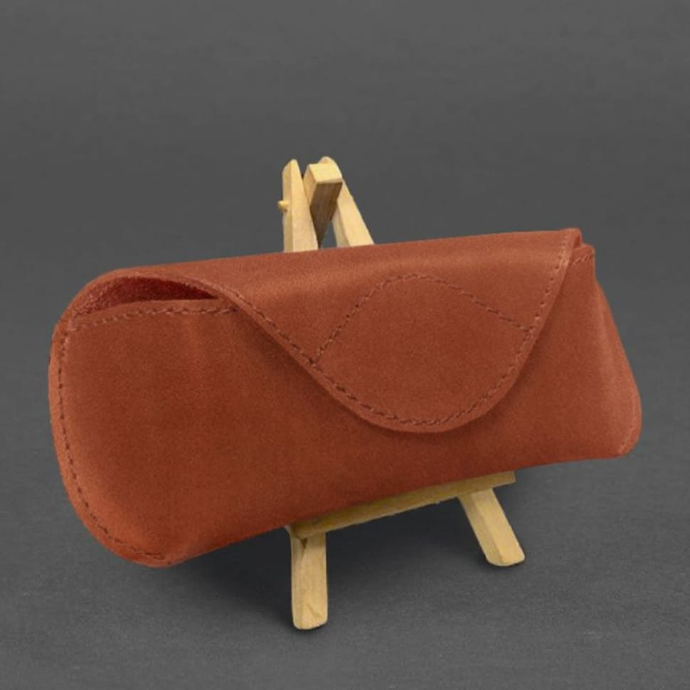 Шкіряний чохол для окулярів із клапаном на магніті Світло-коричневий Crazy Horse