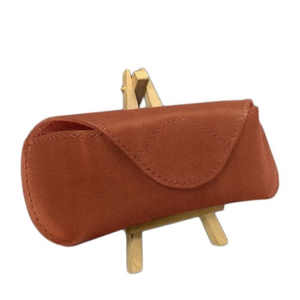 Шкіряний чохол для окулярів із клапаном на магніті Світло-коричневий Crazy Horse