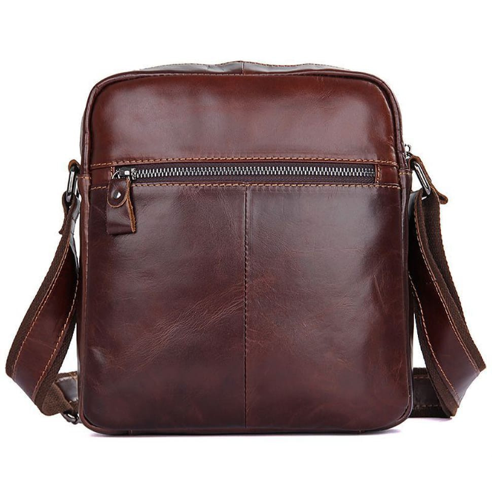 Чоловіча шкіряна сумка месенджер JD1022C John McDee, темно-коричневого кольору
