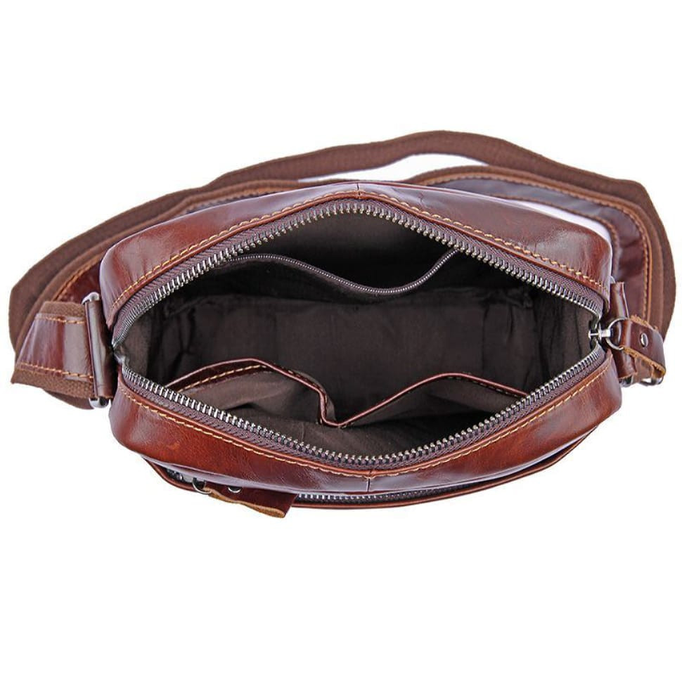 Чоловіча шкіряна сумка месенджер JD1022C John McDee, темно-коричневого кольору