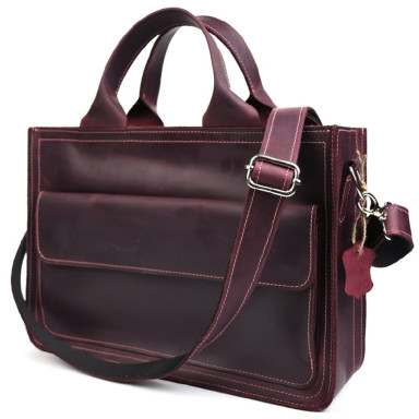 Сумка портфель кожаная для документов ноутбука LIMARY lim-380RW бордо