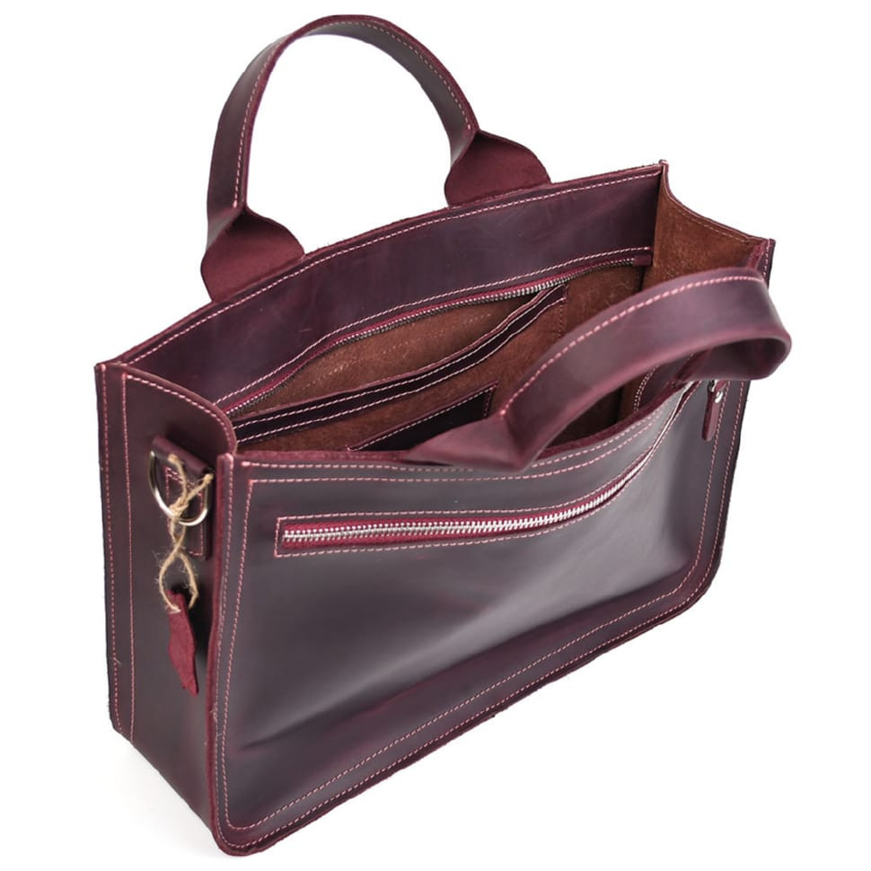 Сумка портфель кожаная для документов ноутбука LIMARY lim-380RW бордо
