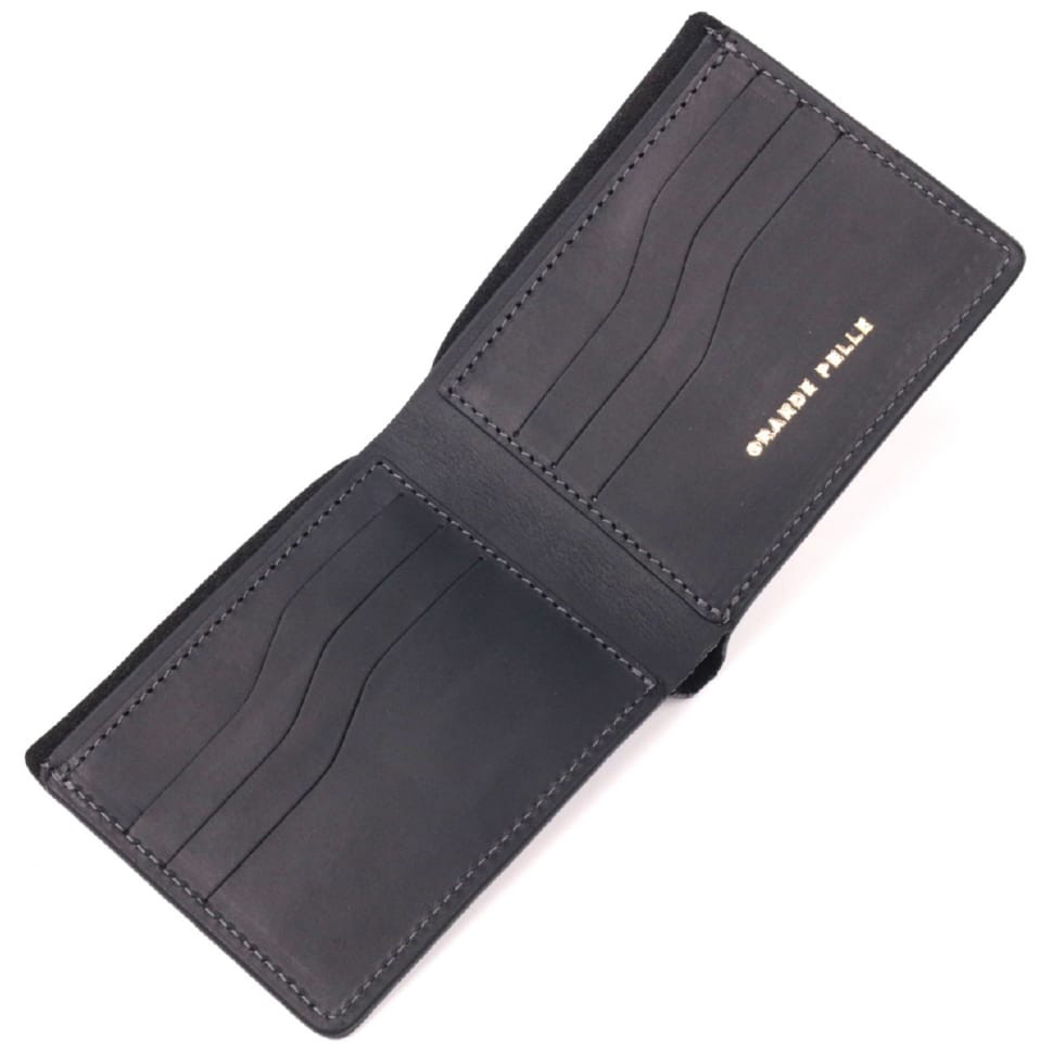 Відмінний шкіряний гаманець без застібки Слава ЗСУ GRANDE PELLE 16754 Чорний