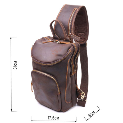 Урожай чоловіча сумка через плече з натуральної шкіри 21303 Vintage Коричнева