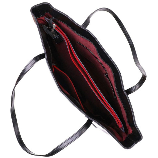 Функціональна сумка шоппер із натуральної шкіри 22095 Vintage Чорна