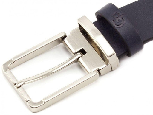 Темно-синій ремінь із гладкої шкіри Grande Pelle