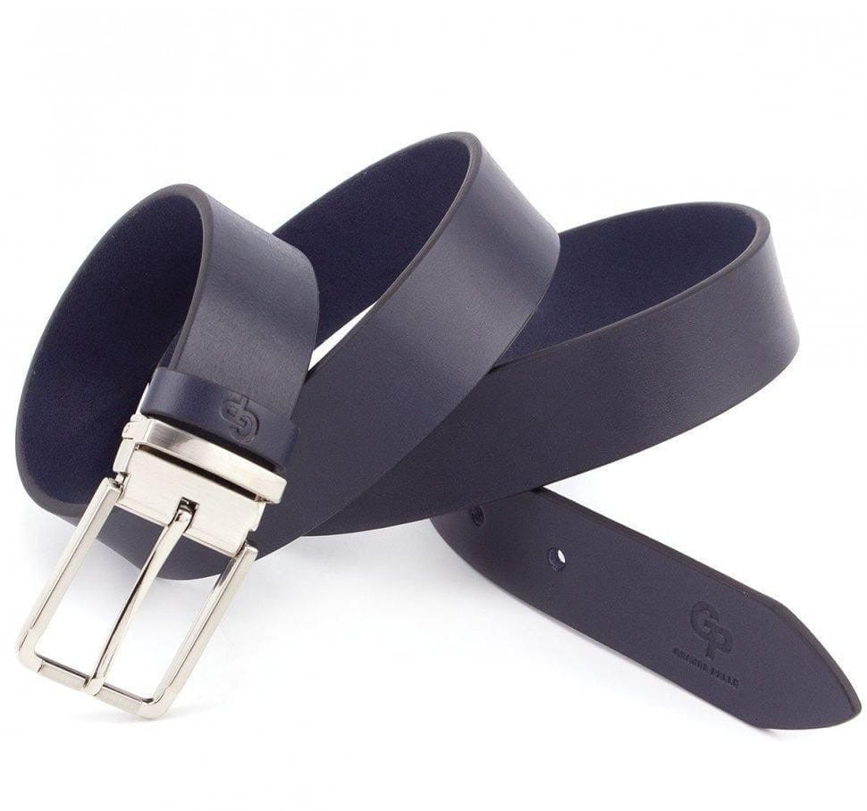 Темно-синій ремінь із гладкої шкіри Grande Pelle