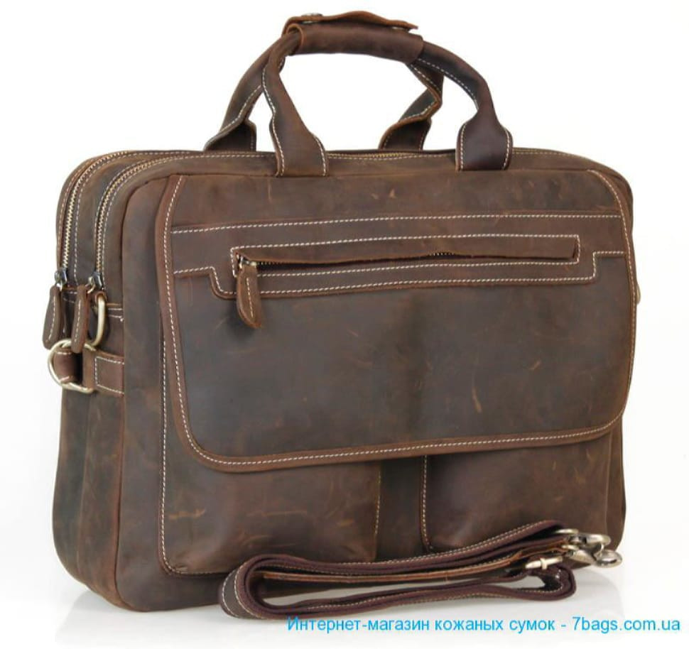Містка сумка, портфель з вінтажній шкіри