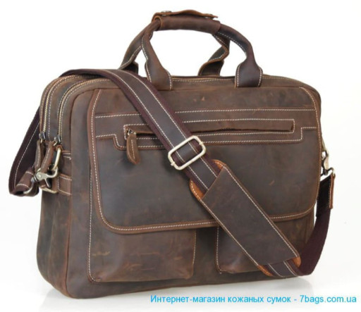 Містка сумка, портфель з вінтажній шкіри