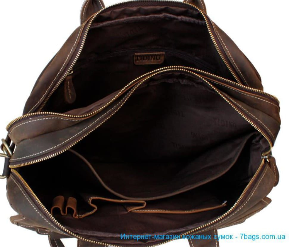 Містка сумка, портфель з вінтажній шкіри