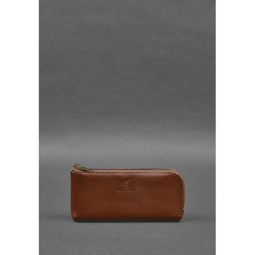 Шкіряне портмоне-купюрник на блискавці 14.0 світло-коричневе