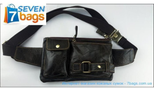 Акуратна шкіряна сумка на пояс, чорний