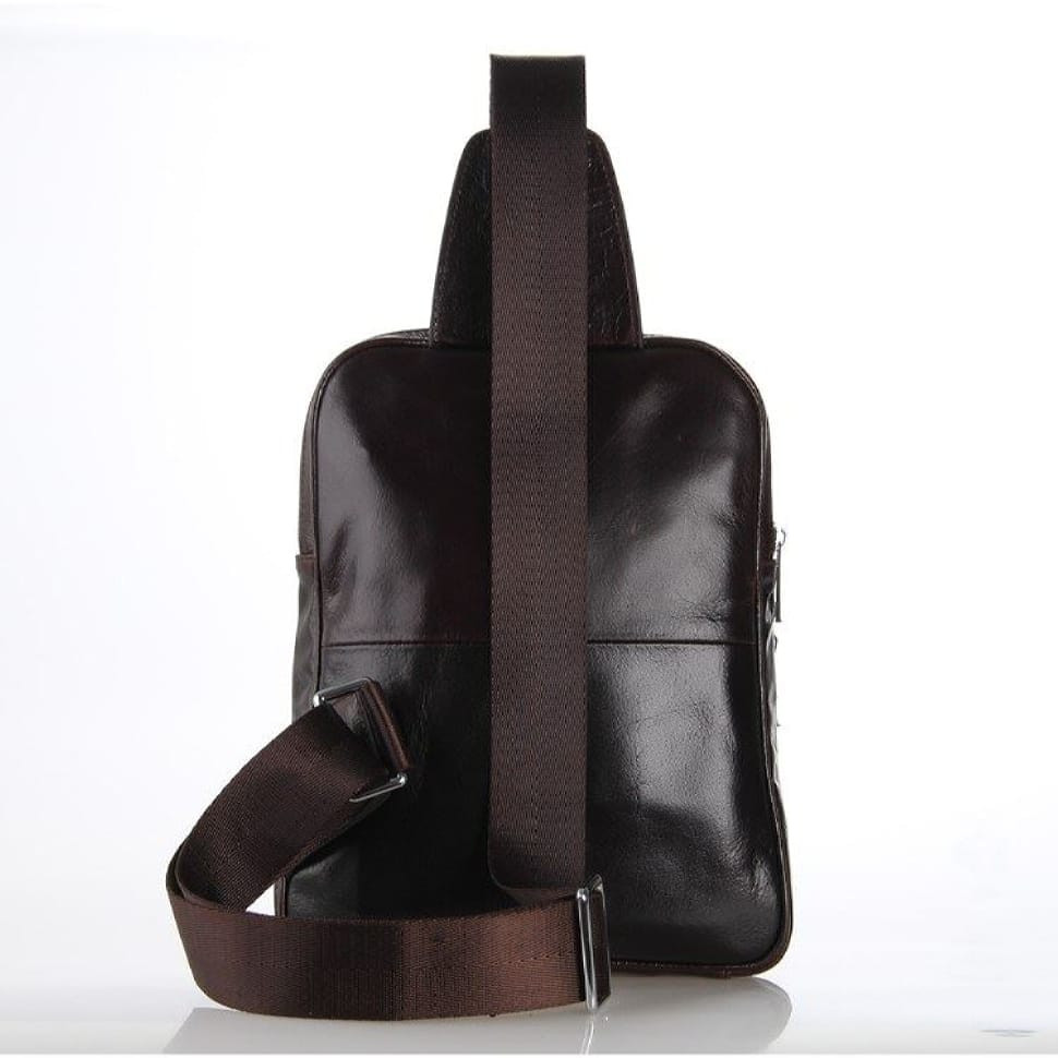 Leather compact urban backpack with one harness - mono harness 7215C