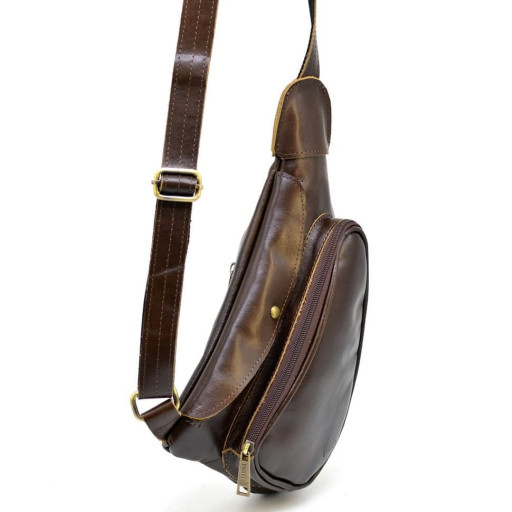 Шкіряний рюкзак TARWA AC-3026-3md на одне плече з накладною кишенею