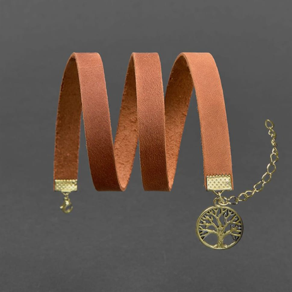 Шкіряний жіночий браслет - стрічка світло-коричневий Crazy Horse