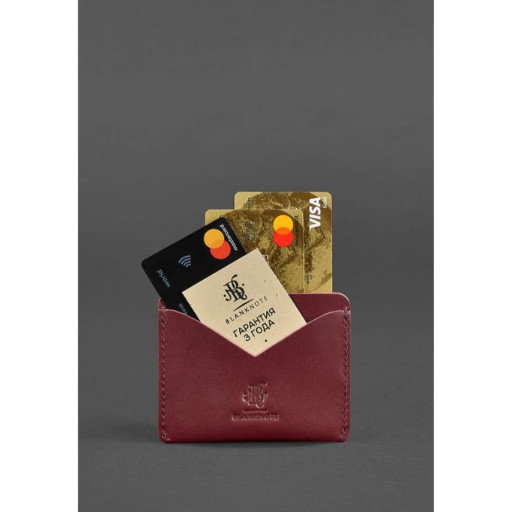 Шкіряна жіноча візитниця 5.0 бордова Краст