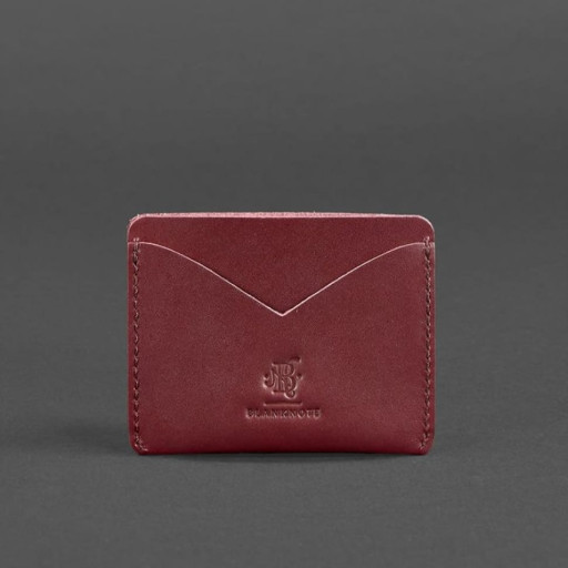 Шкіряна жіноча візитниця 5.0 бордова Краст