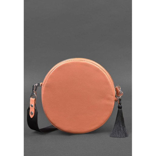 Кругла жіноча шкіряна сумочка Tablet коралова
