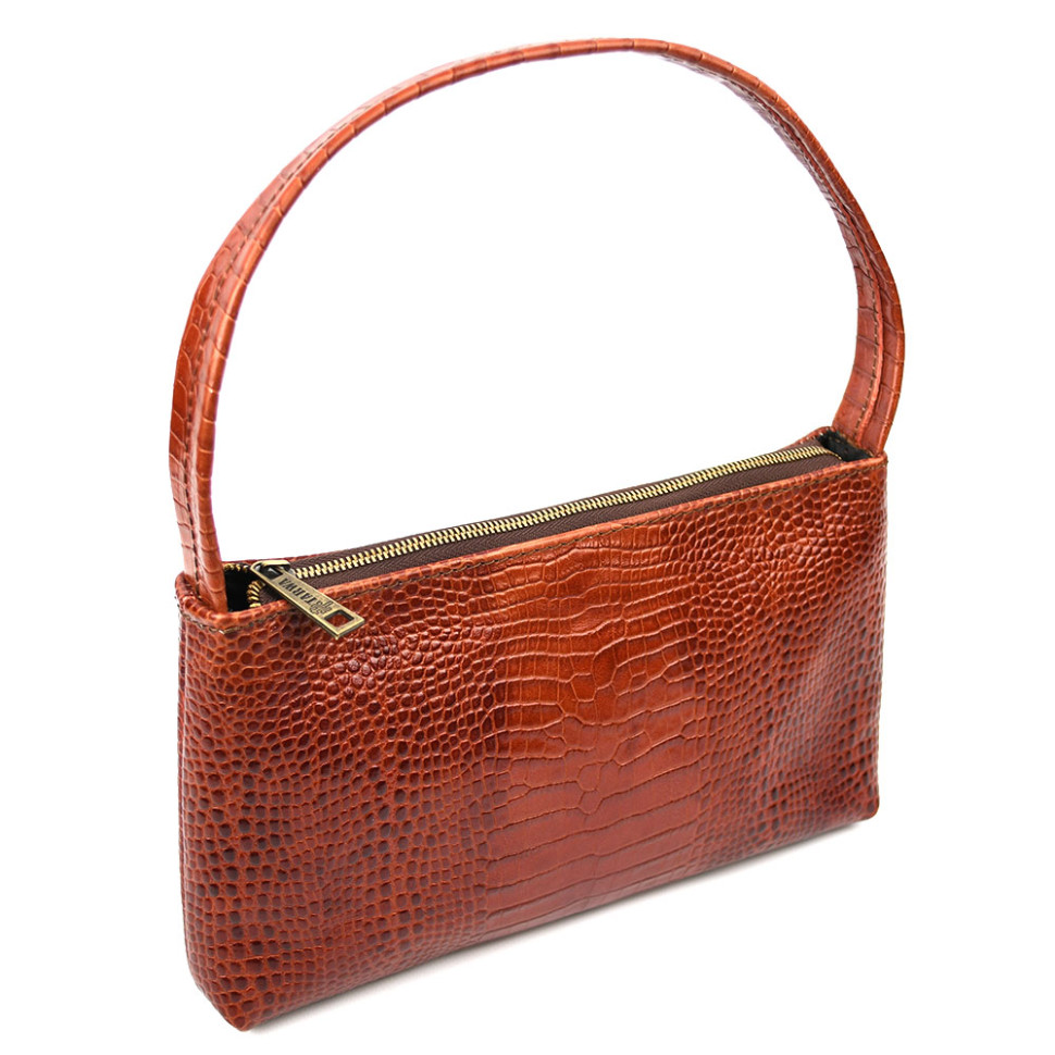 Leather womens hobo bag TARWA GBcroc-hobo-4lx with reptile print