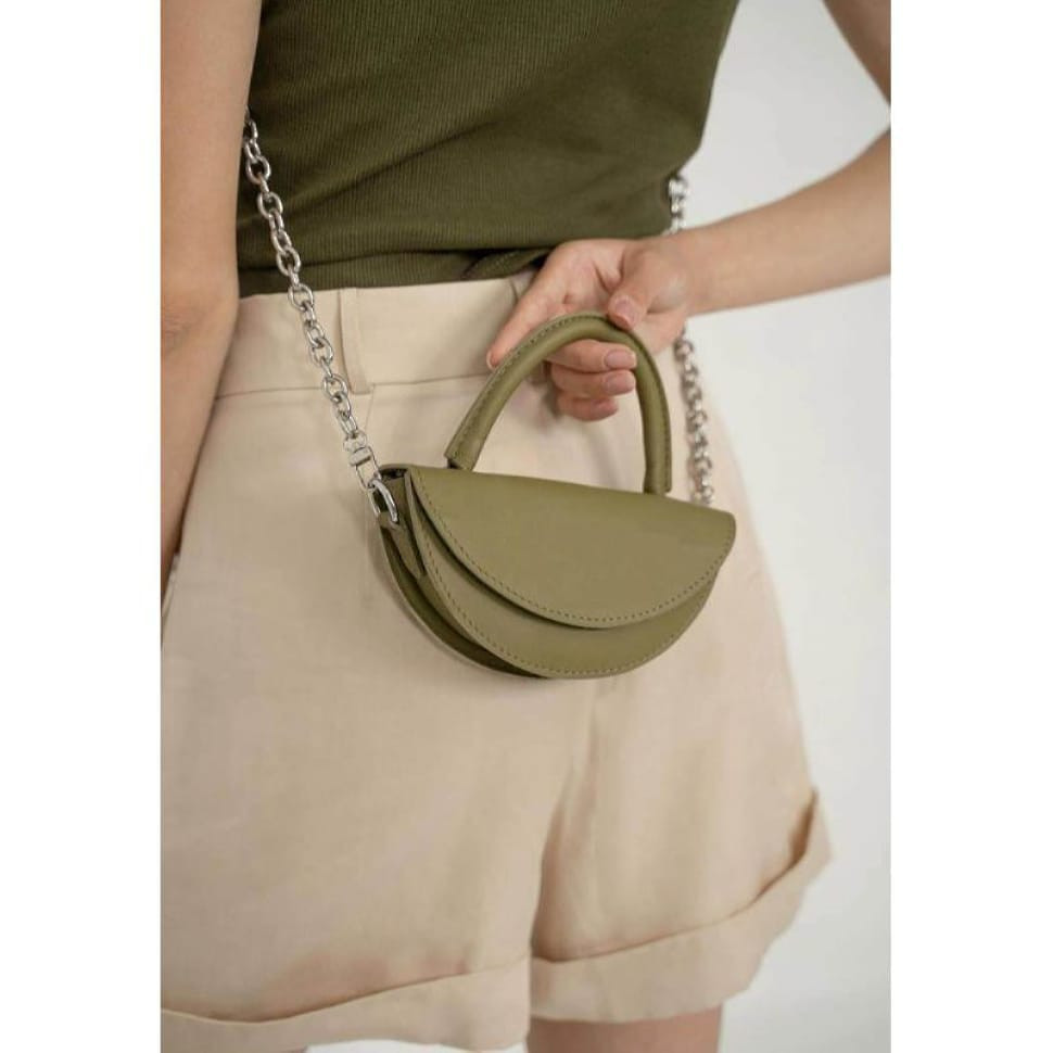 Жіноча шкіряна сумка Сhris micro оливкова