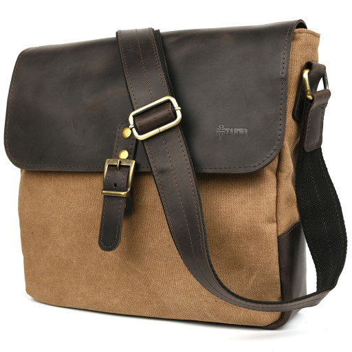Сумка через плече канвас парусину та шкіра крейзі хорс RCc-6600-3md TARWA