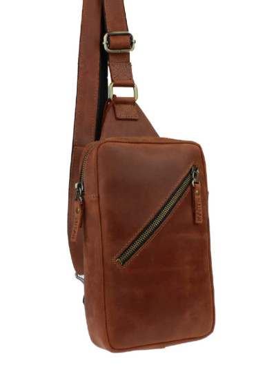 Men's sling shoulder bag banana 1027(26) light brown
