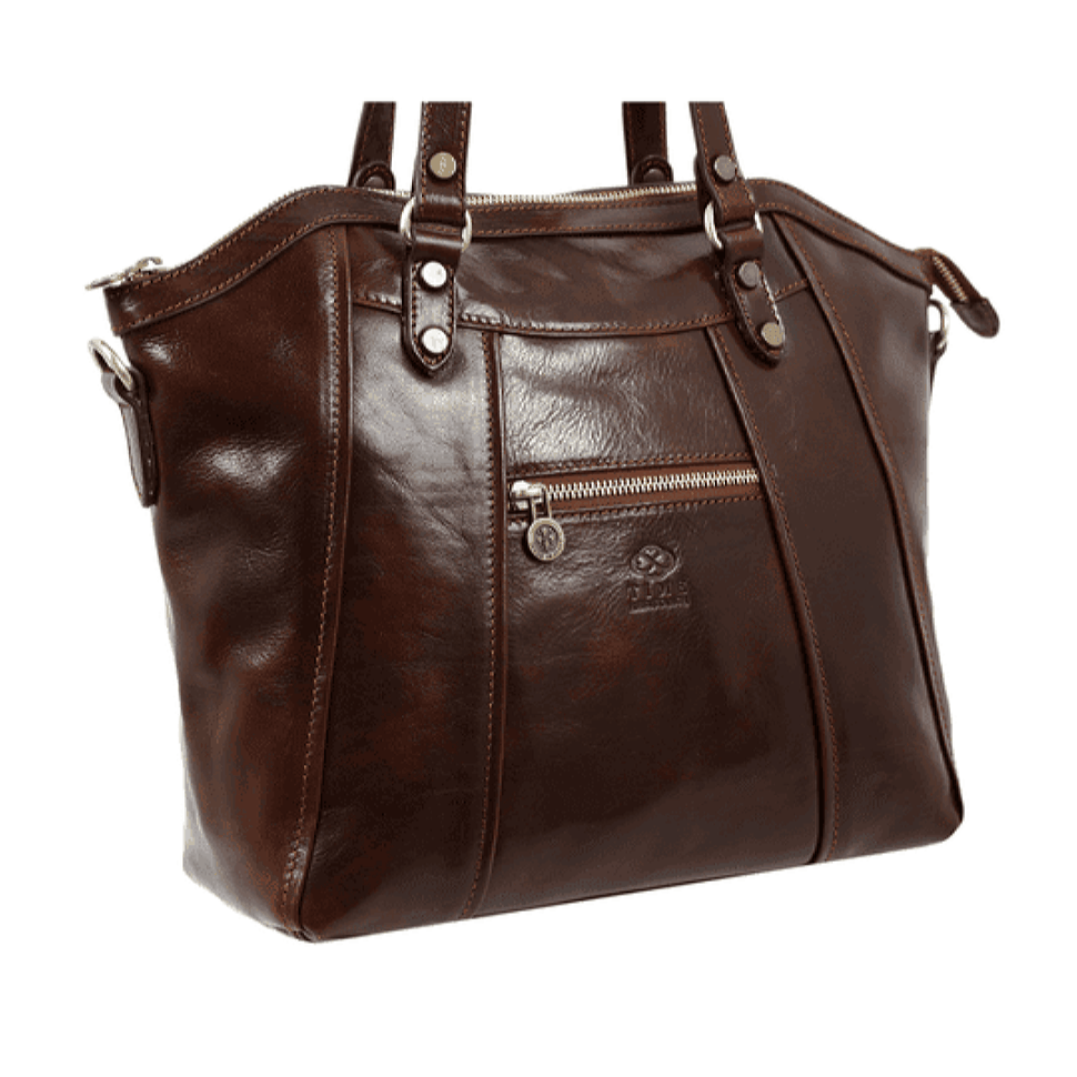 Коричнева шкіряна сумка на плечах для жінок - головна вулиця - коричнева