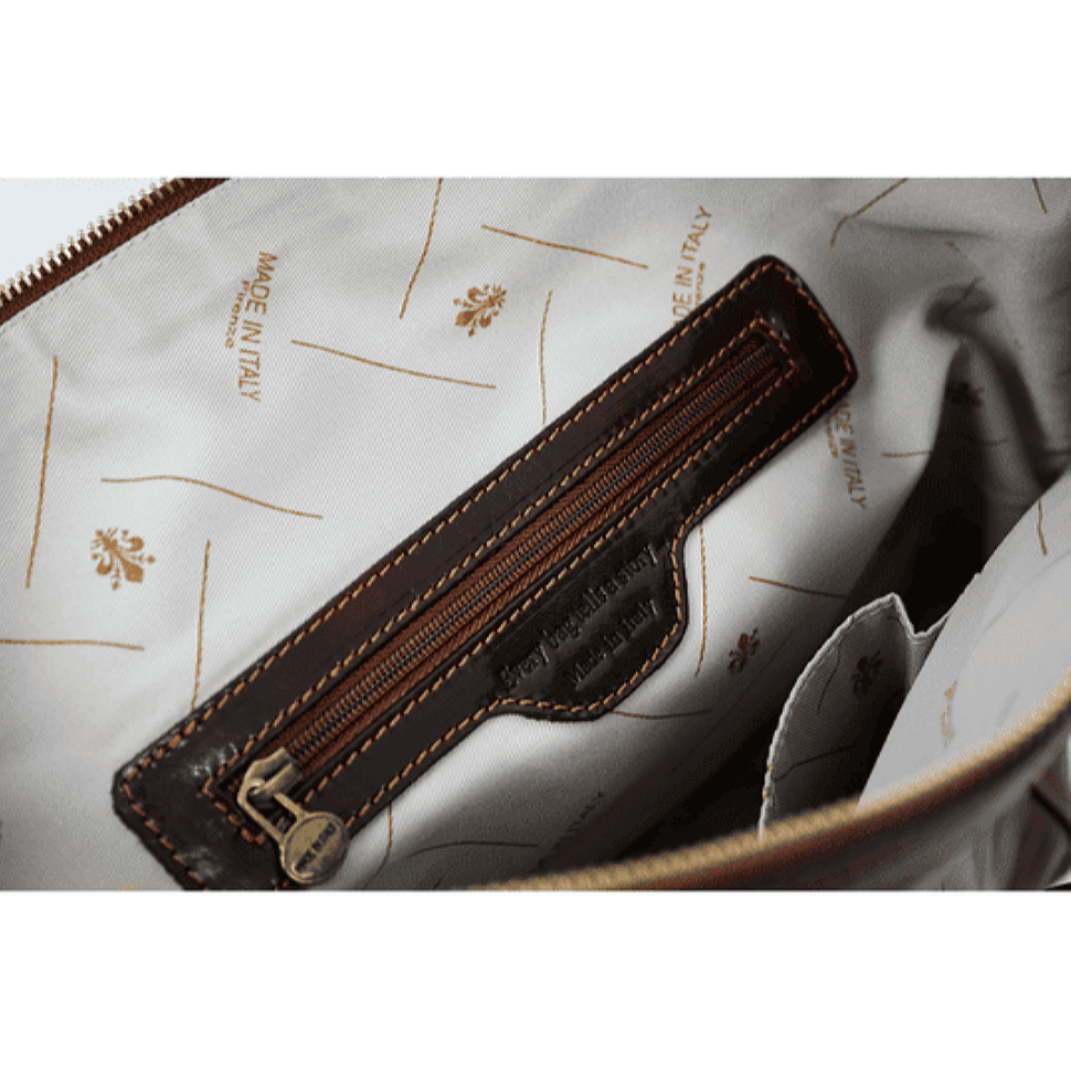 Коричнева шкіряна сумка на плечах для жінок - головна вулиця - коричнева