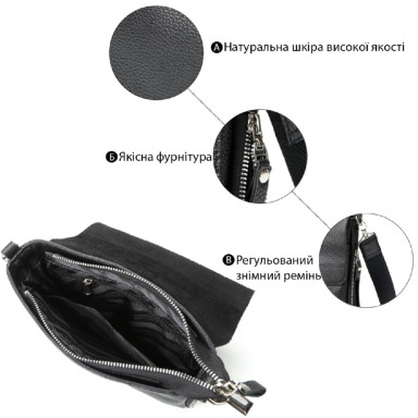 Сумка SHVIGEL 11016 из натуральной кожи Черная